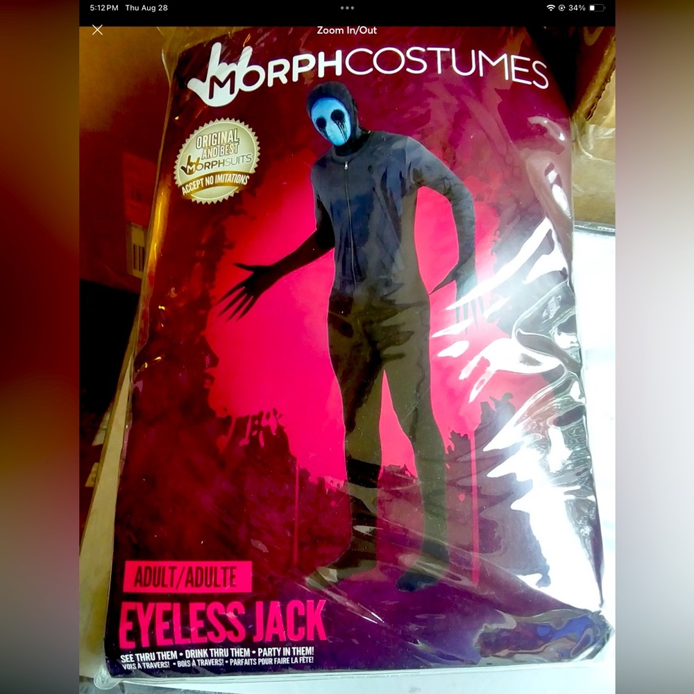 Morphsuits Eyeless Jack Urban Legends Bodysuit Mens Halloween Costume
NW